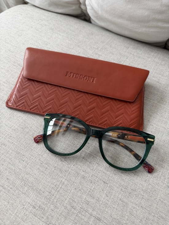 Missoni Accessories - Missoni Green Translucent Square Optical Glasses with Tortoiseshell Temples